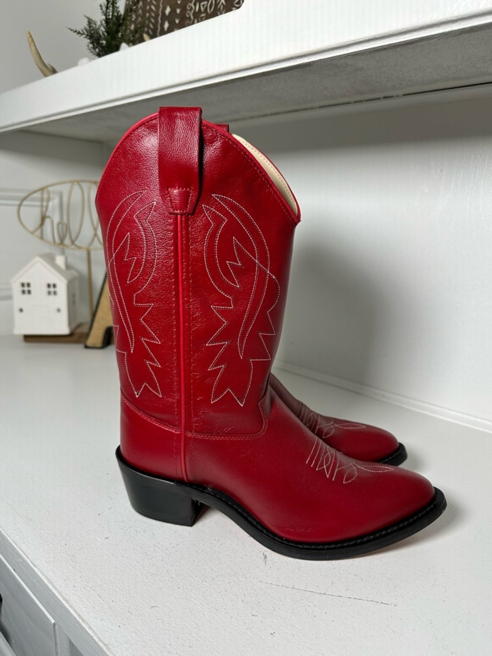 **SOLD**Shyanne Red Leather Cowboy Boots Mens 7D Womens 8 8.5 Western Statement - Picture 5 of 9